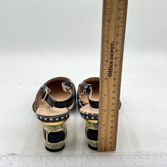 FSJ Women Fashion Square Toe Pumps Rhinestones Chunky Low Heel Cutout Slingback - Picture 4 of 7